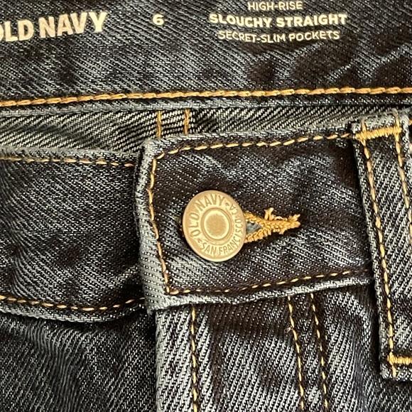 OLD NAVY Light Wash High Rise Slouchy Straight Denim Jeans Distressed Size 6 - Picture 5 of 7